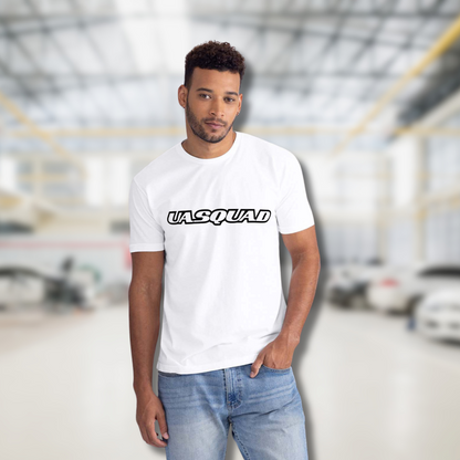 UASQUAD White Tee – Screen Printed Full Chest Logo