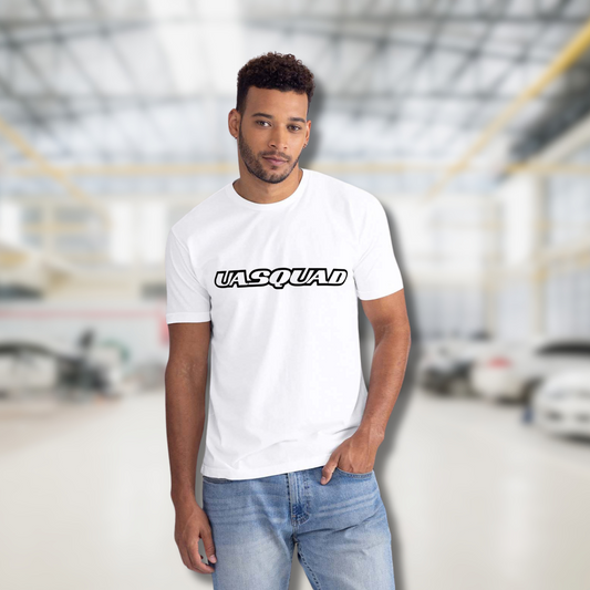 UASQUAD White Tee – Screen Printed Full Chest Logo